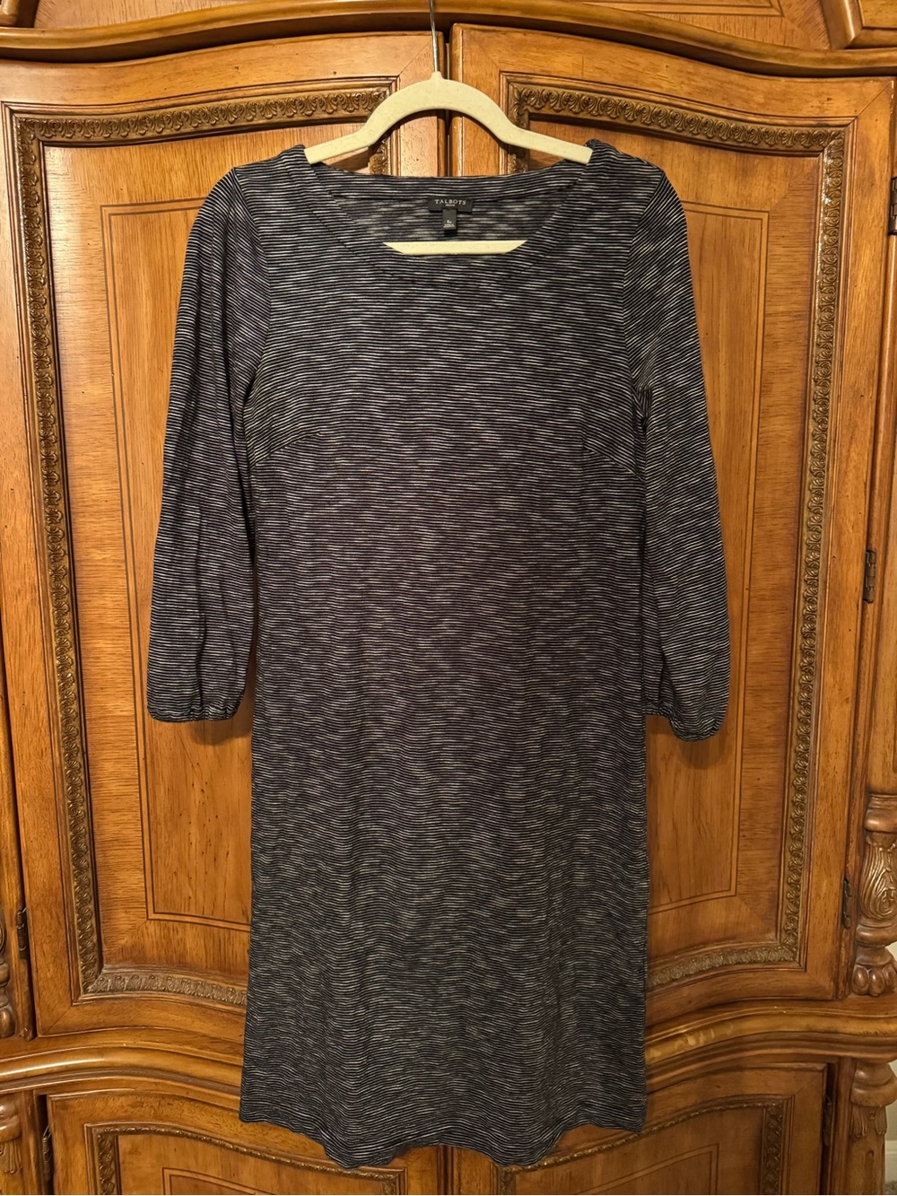 Talbots Petite Black and White Striped Knit Dress SP